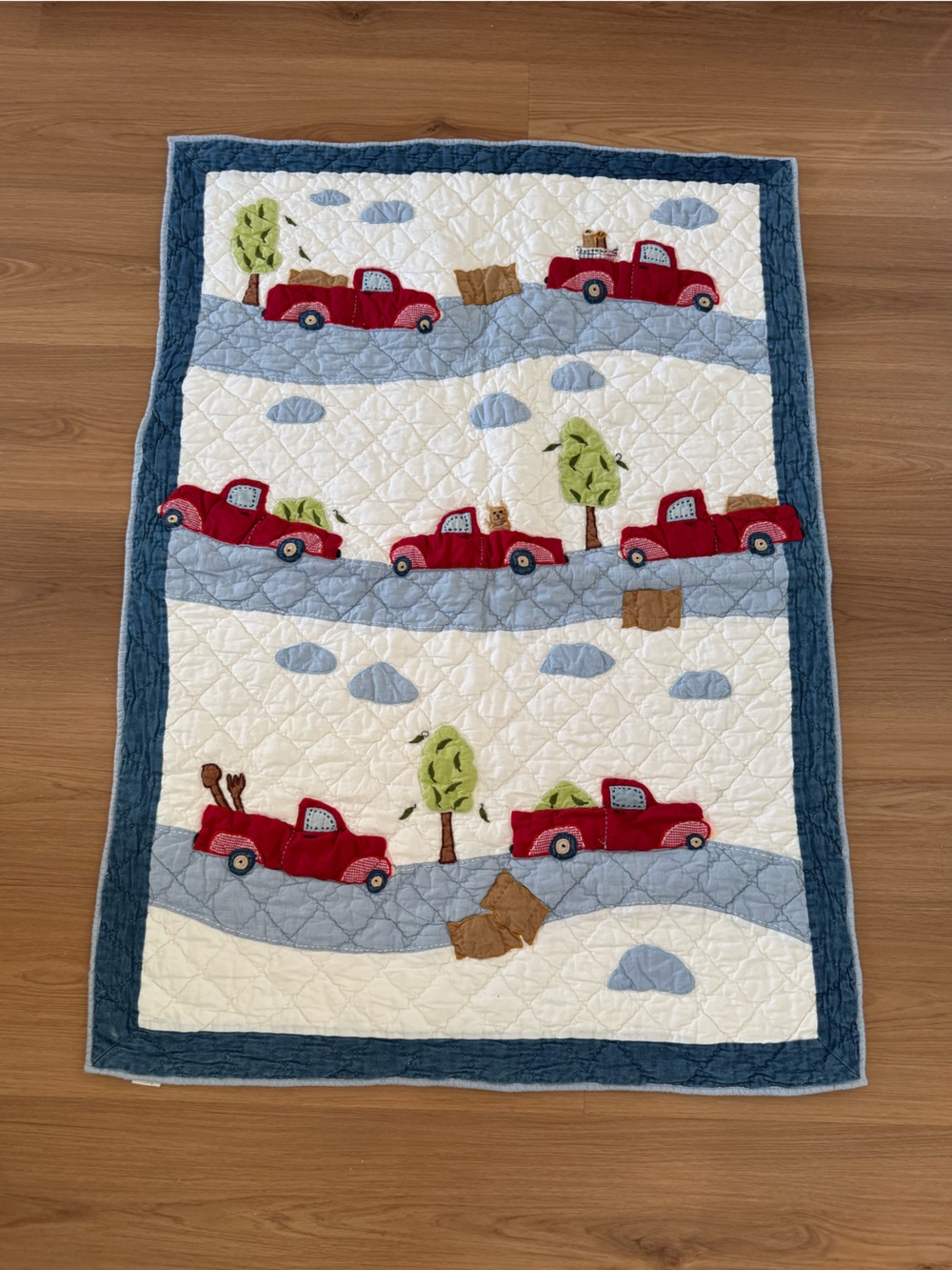 Vintage Red Car Themed Toddler/Crib Quilt Pottery Barn Kids